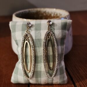 Elegant Gold and Clear Crystal Drop Earrings